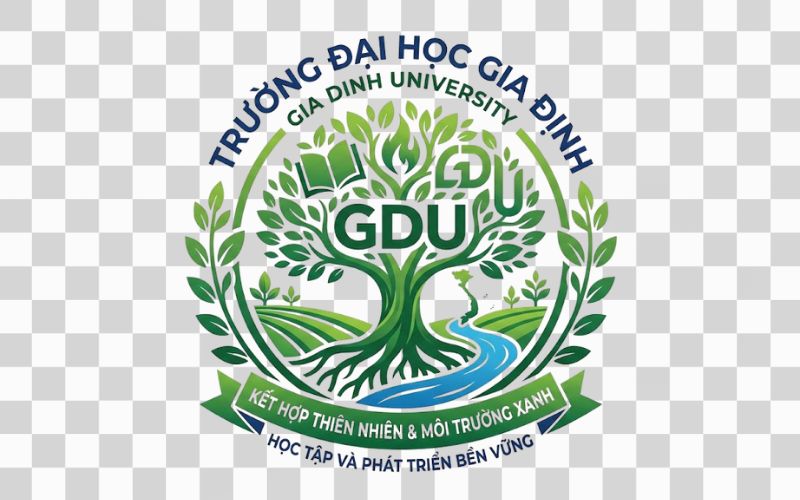 Logo GDU kết hợp hình ảnh thiên nhiên và môi trường xanh