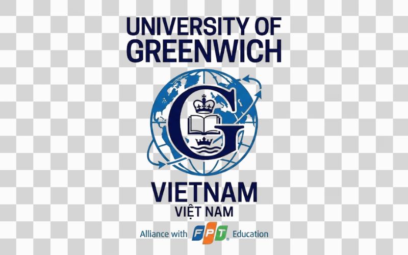 Logo Greenwich Vietnam kết hợp hình ảnh địa cầu và tinh thần giáo dục hội nhập