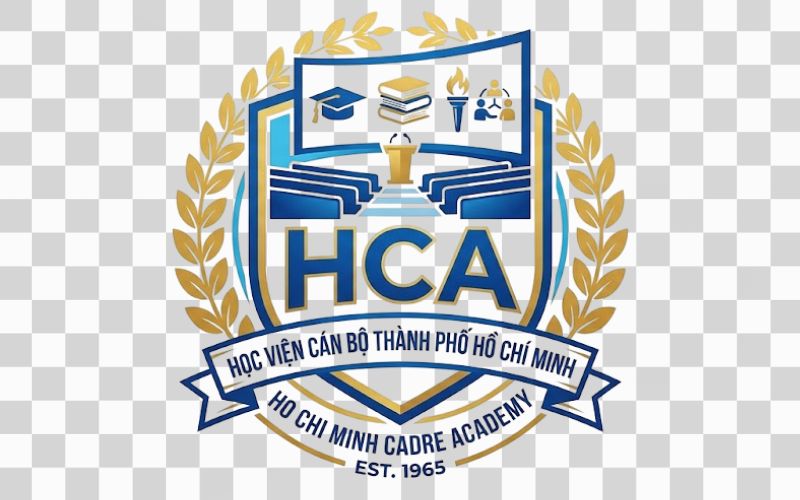 Logo HCA kết hợp hình ảnh giảng đường và đào tạo