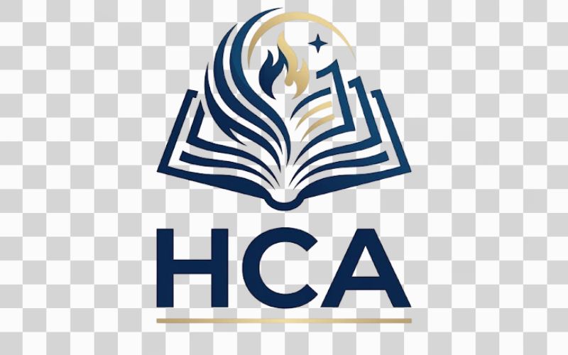 Logo HCA kết hợp hình ảnh sách và tri thức