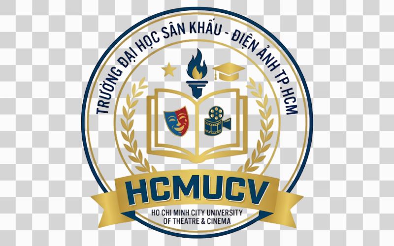 Logo HCMUCV kết hợp biểu tượng giáo dục và tri thức