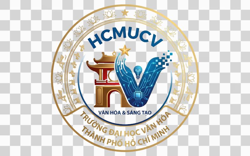 Logo HCMUCV kết hợp biểu tượng truyền thống và hiện đại