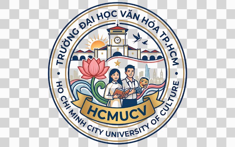 Logo HCMUCV kết hợp biểu tượng văn hóa và con người