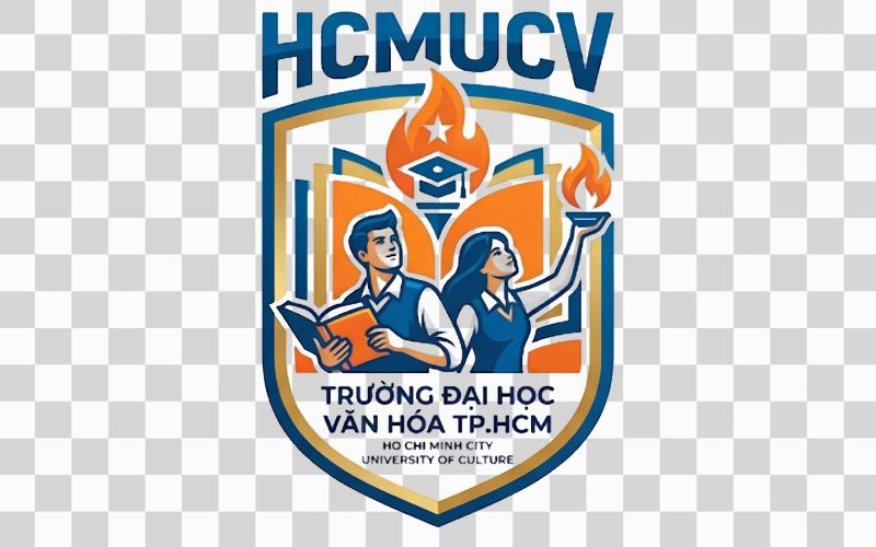 Logo HCMUCV kết hợp hình ảnh sinh viên và tri thức