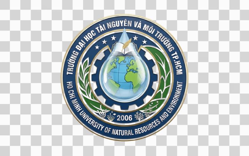Logo HCMUNRE kết hợp biểu tượng giọt nước và môi trường