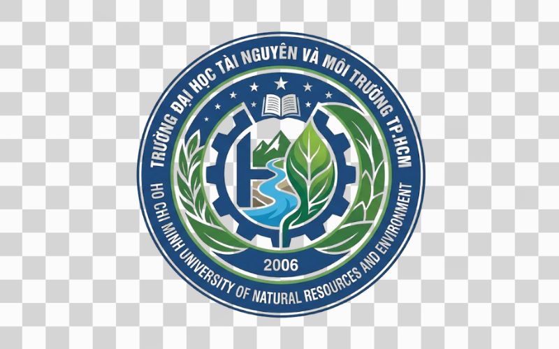 Logo HCMUNRE kết hợp biểu tượng môi trường và tài nguyên