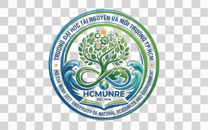 Logo HCMUNRE kết hợp hình ảnh sóng nước