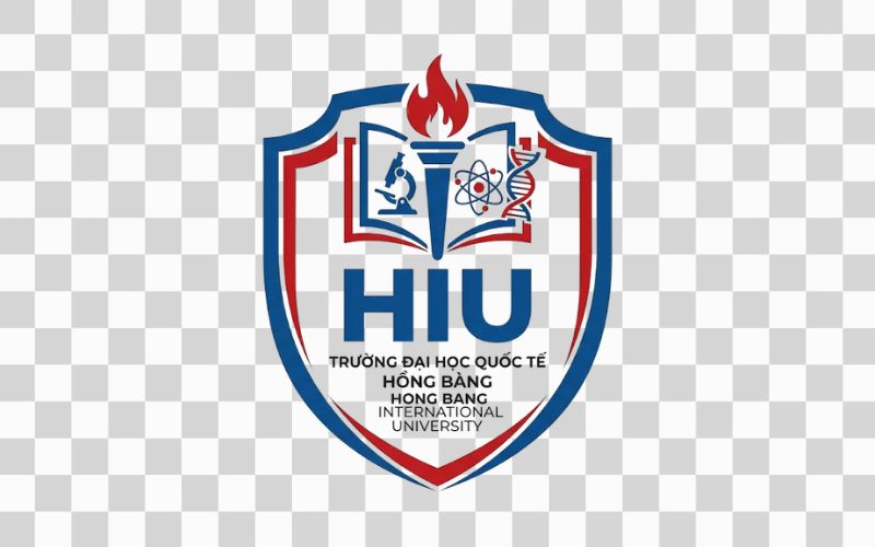 Logo HIU kết hợp biểu tượng nghiên cứu và khoa học