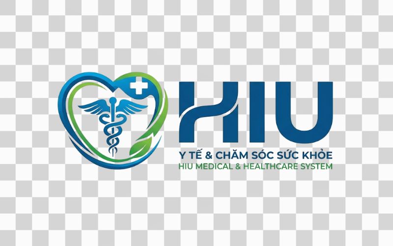Logo HIU kết hợp biểu tượng y tế và chăm sóc sức khỏe