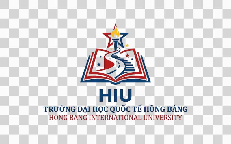 Logo HIU kết hợp hình ảnh sách và hành trình học tập