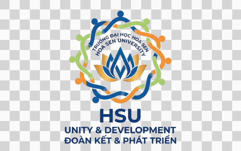 Logo HSU kết hợp biểu tượng đoàn kết