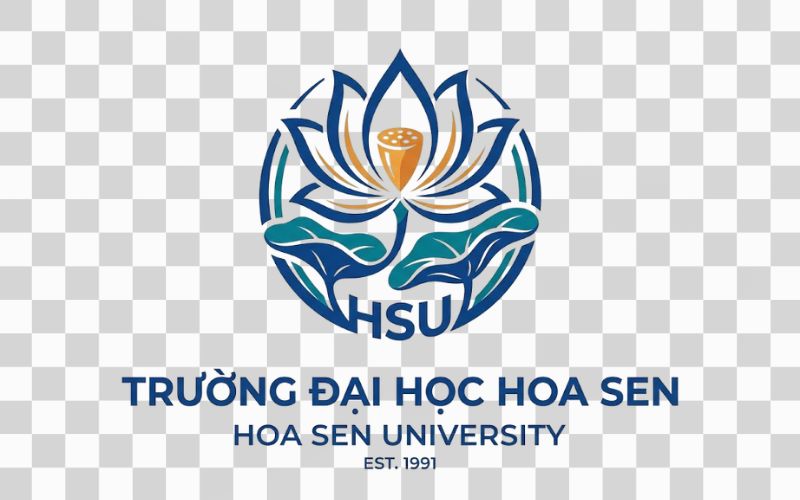 Logo HSU kết hợp bông sen và lá sen