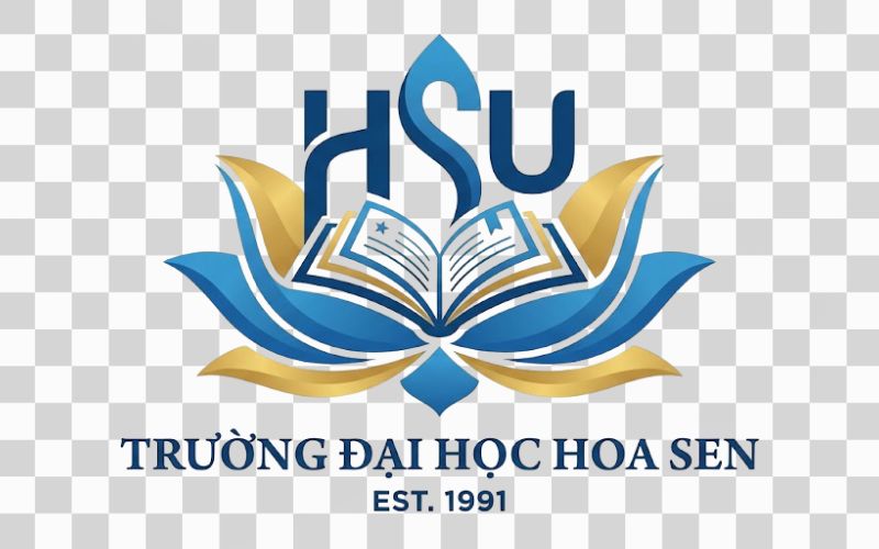 Logo HSU kết hợp hoa sen và sách