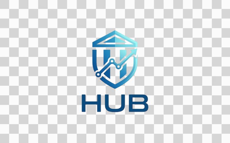 Logo HUB kết hợp biểu tượng ngân hàng số hiện đại