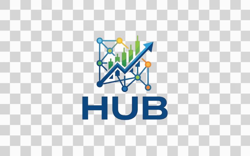 Logo HUB kết hợp đồ thị tài chính và phân tích dữ liệu