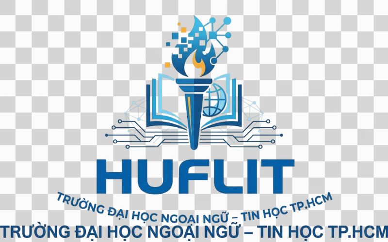 Logo HUFLIT kết hợp công nghệ và giáo dục