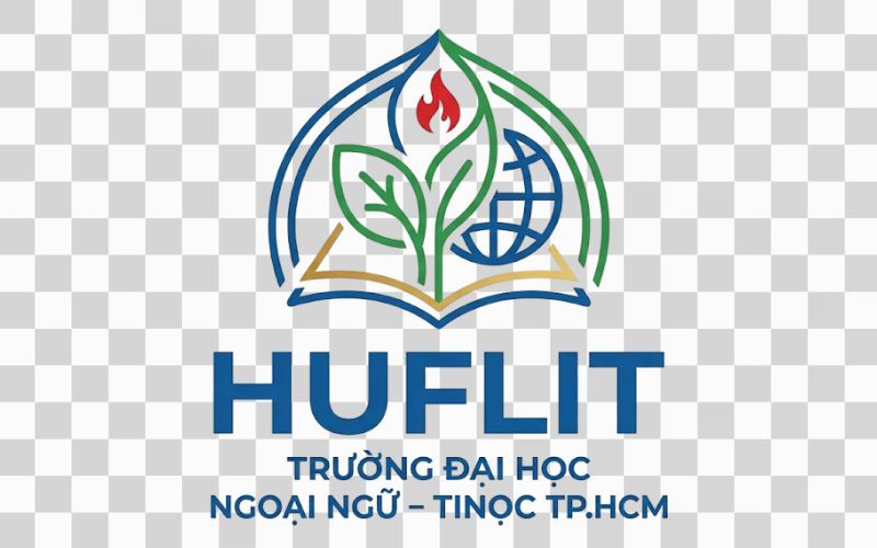 Logo HUFLIT kết hợp đường nét thiên nhiên