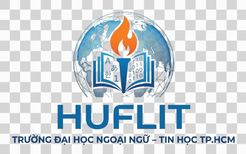 Logo HUFLIT kết hợp hình ảnh Trái Đất
