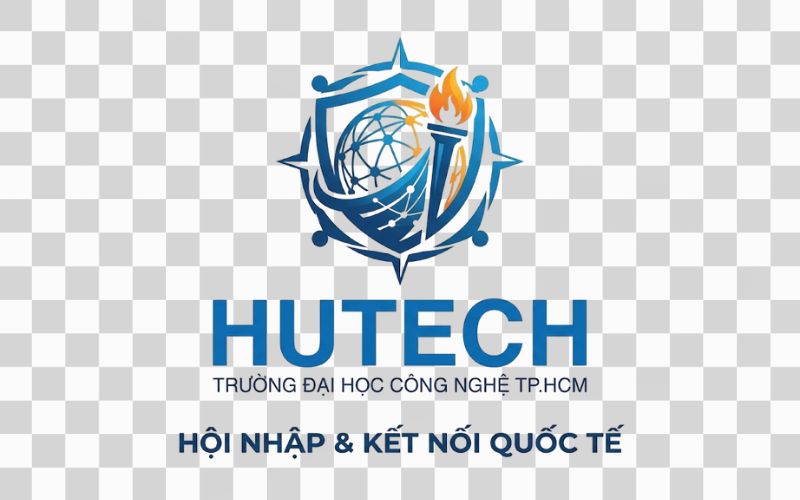 Logo HUTECH kết hợp biểu tượng hội nhập và kết nối quốc tế