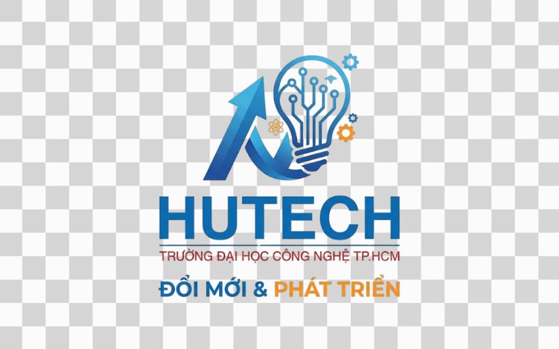 Logo HUTECH kết hợp biểu tượng phát triển và đổi mới