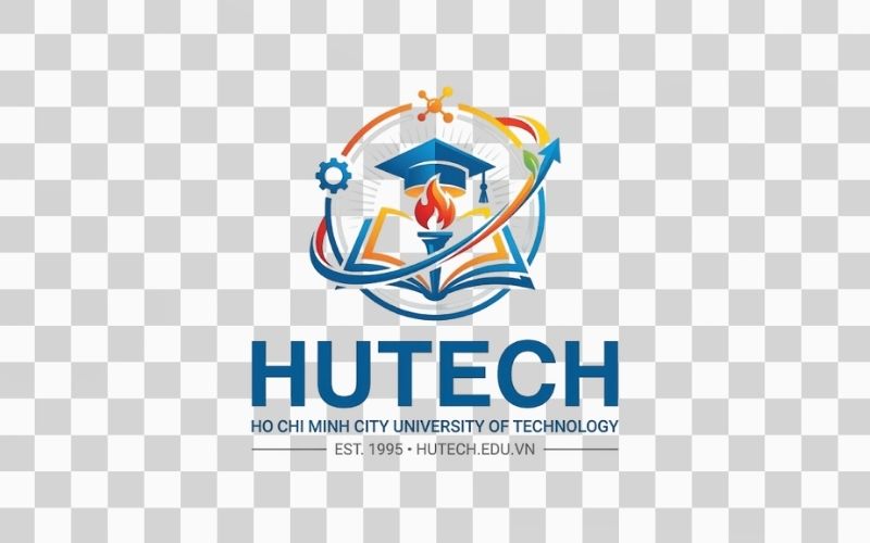Logo HUTECH kết hợp hình ảnh giáo dục và tri thức