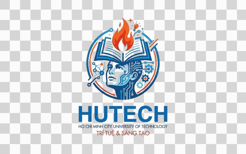 Logo HUTECH kết hợp hình ảnh trí tuệ và sáng tạo