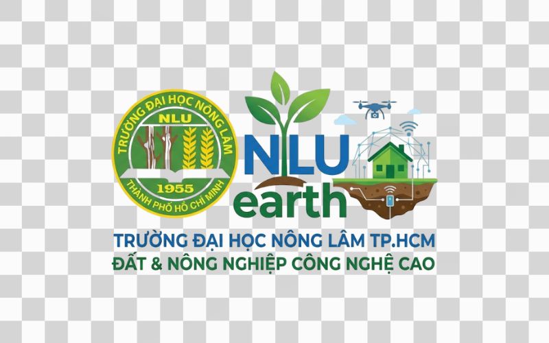 Logo NLU kết hợp biểu tượng đất và nông nghiệp công nghệ cao