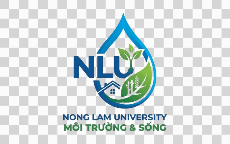Logo NLU kết hợp biểu tượng giọt nước và môi trường