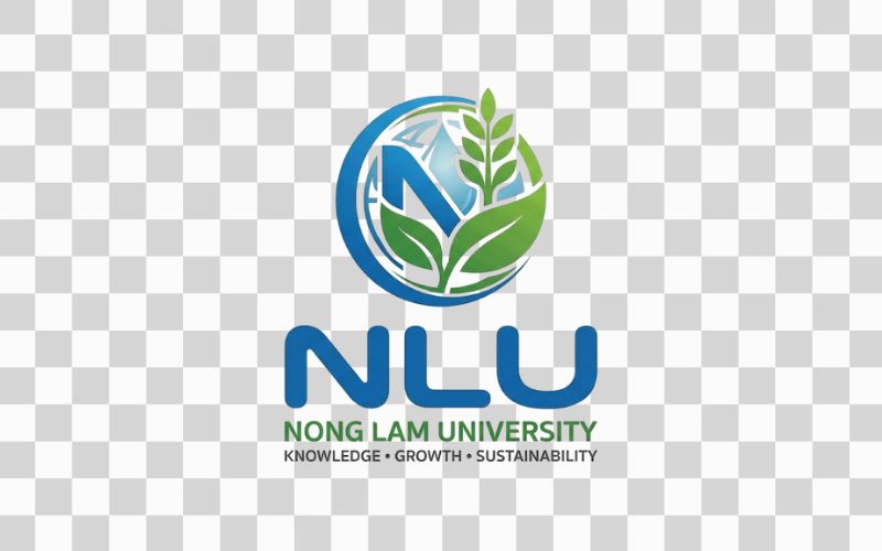 Logo NLU kết hợp biểu tượng nông nghiệp và môi trường