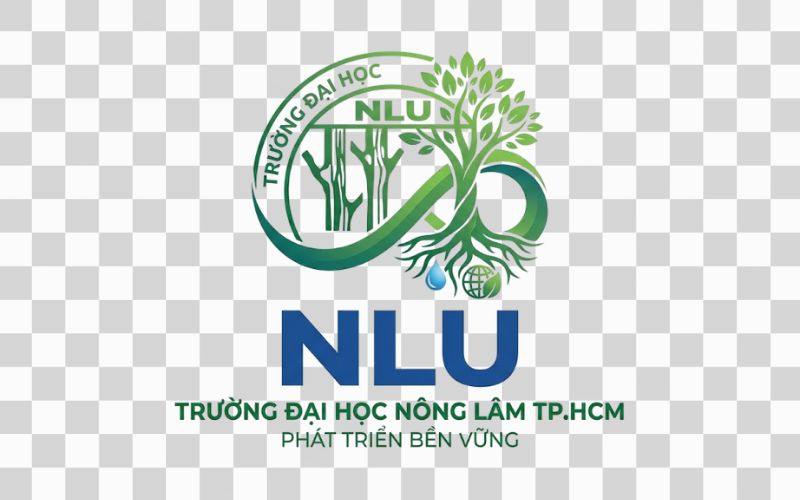 Logo NLU kết hợp biểu tượng phát triển bền vững