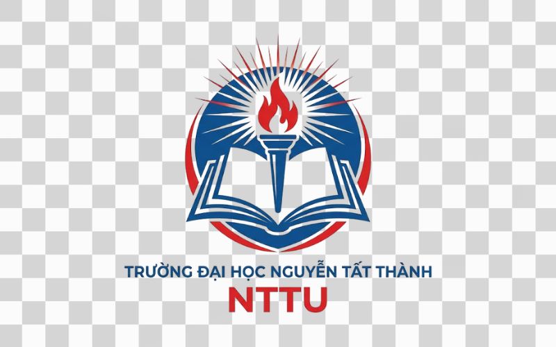 Logo NTTU kết hợp hình ảnh quyển sách và ánh sáng tri thức