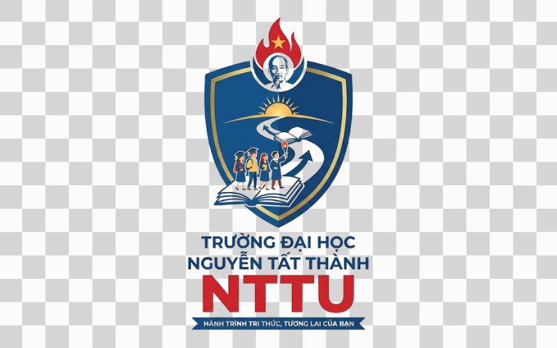 Logo NTTU kết hợp hình ảnh sinh viên và hành trình học tập