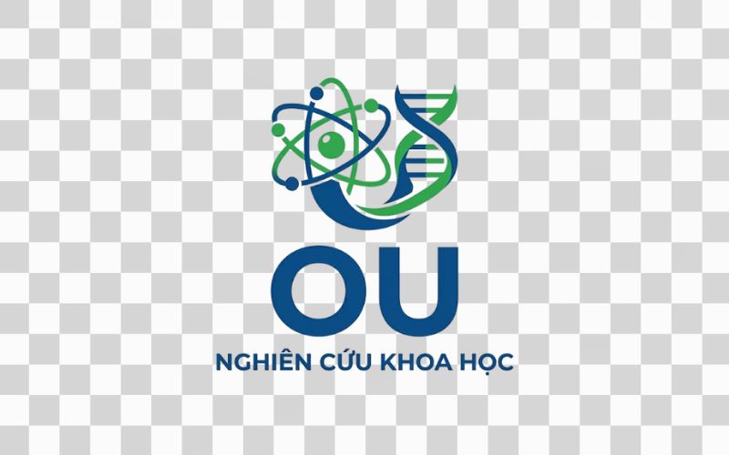 Logo OU kết hợp biểu tượng nghiên cứu khoa học