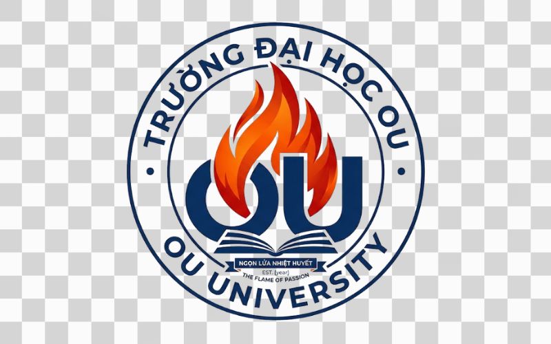 Logo OU kết hợp biểu tượng ngọn lửa nhiệt huyết
