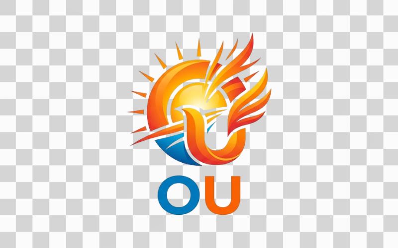 Logo OU kết hợp cảnh bình minh đầy năng lượng
