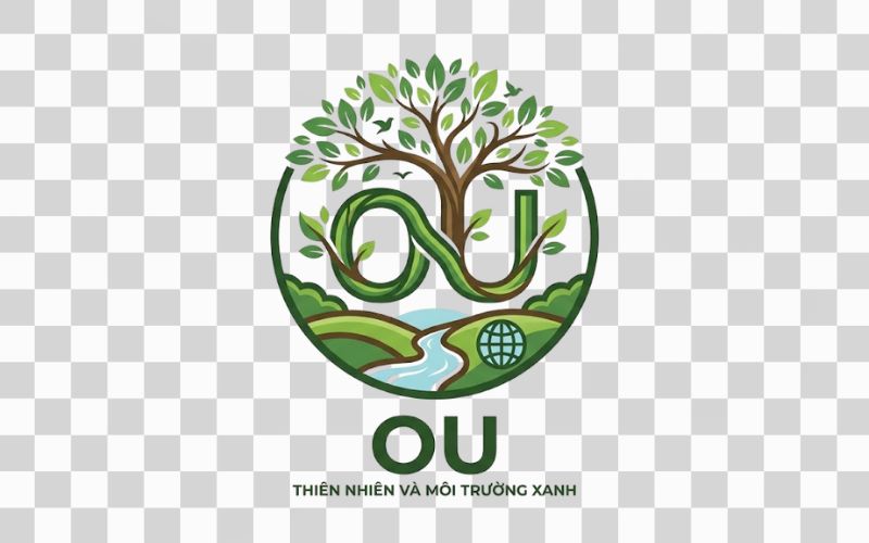 Logo OU kết hợp thiên nhiên và môi trường xanh