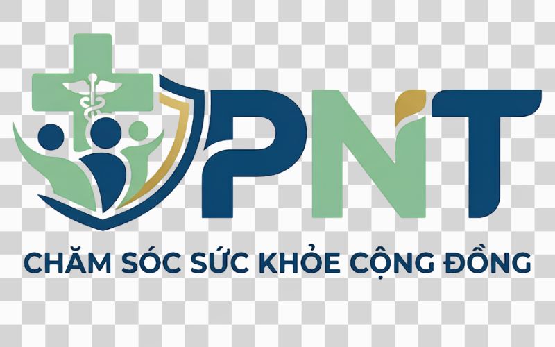 Logo PNT kết hợp biểu tượng chăm sóc sức khỏe cộng đồng