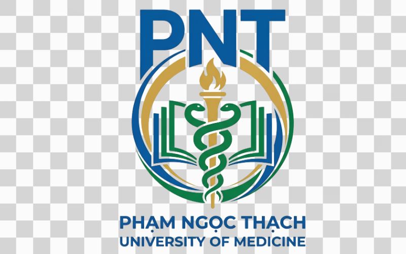 Logo PNT kết hợp biểu tượng y khoa và giáo dục