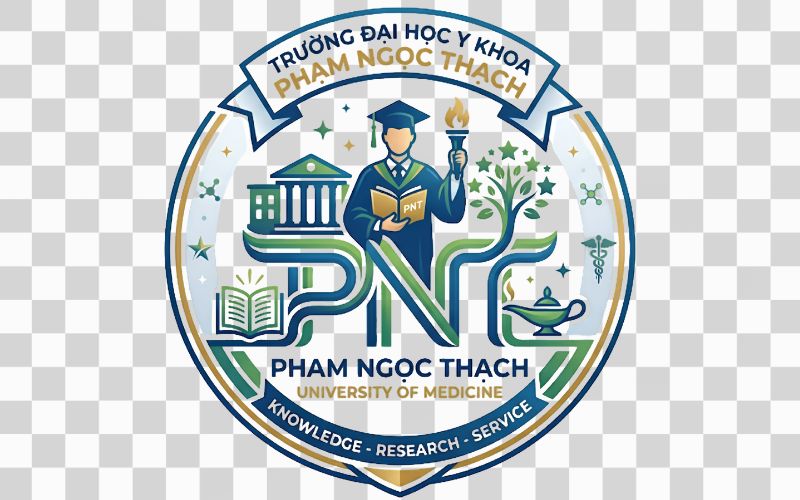 Logo PNT kết hợp hình ảnh sinh viên và môi trường học tập