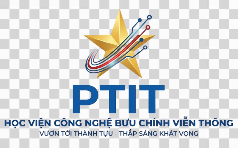 Logo PTIT kết hợp hình ảnh ngôi sao thể hiện thành tựu và khát vọng