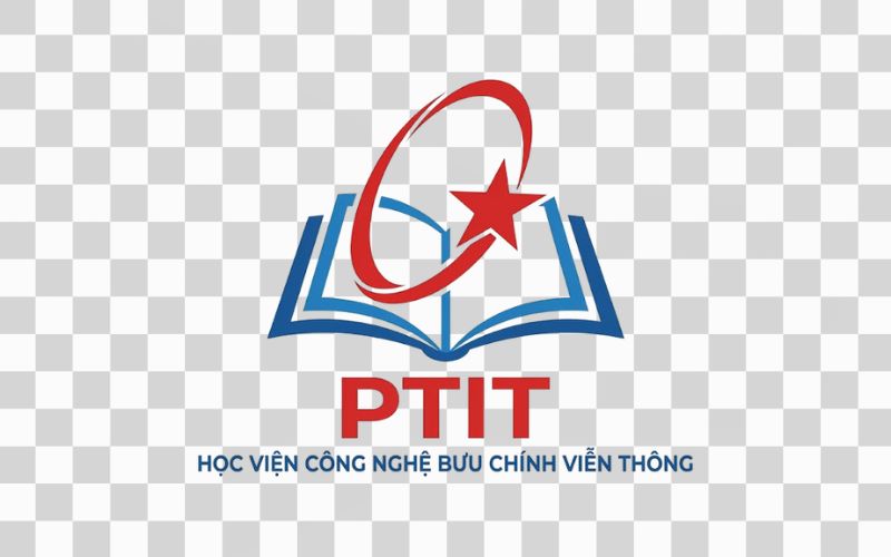 Logo PTIT kết hợp hình ảnh quyển sách đại diện cho giáo dục