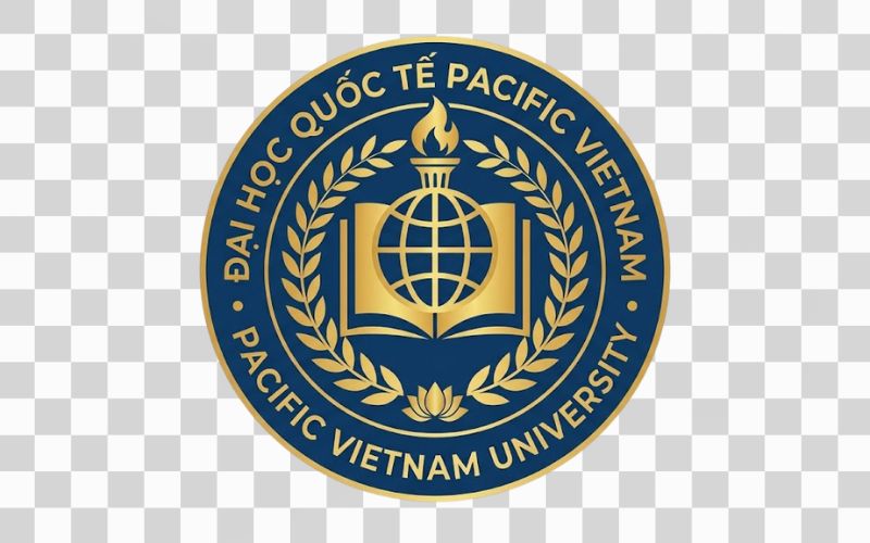 Logo Pacific Vietnam University kết hợp biểu tượng giáo dục và tri thức