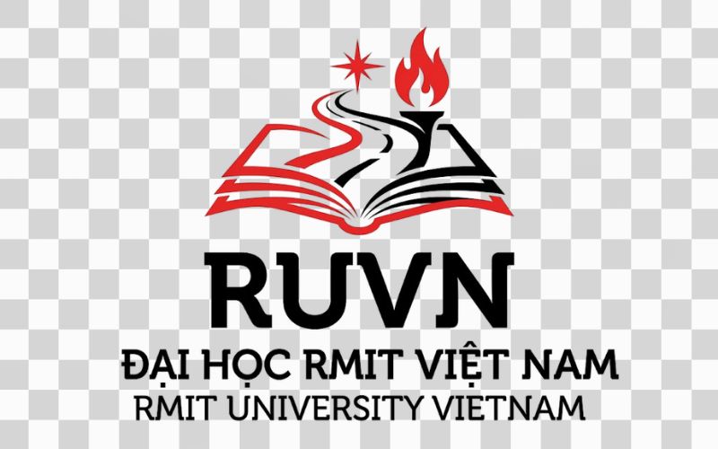 Logo RUVN kết hợp biểu tượng giáo dục và tri thức hiện đại