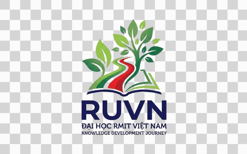 Logo RUVN kết hợp hình ảnh lá cây và hành trình phát triển tri thức