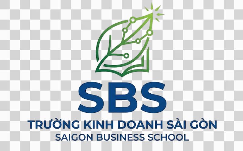 Logo SBS kết hợp hình ảnh lá cây và tinh thần học tập hiện đại