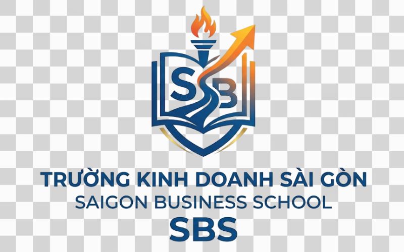 Logo SBS kết hợp hình ảnh sách và hành trình học tập