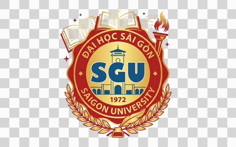 Logo SGU kết hợp biểu tượng giáo dục và tri thức