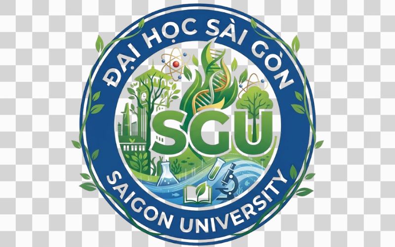 Logo SGU kết hợp biểu tượng nghiên cứu khoa học