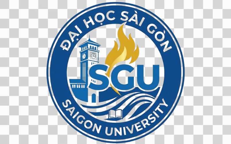 Logo SGU kết hợp biểu tượng ngọn lửa nhiệt huyết