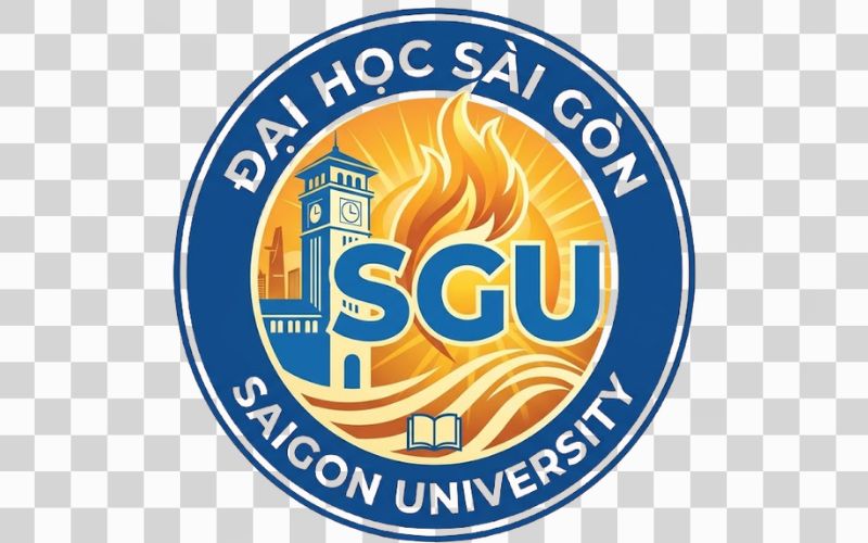 Logo SGU kết hợp cảnh bình minh đầy năng lượng
